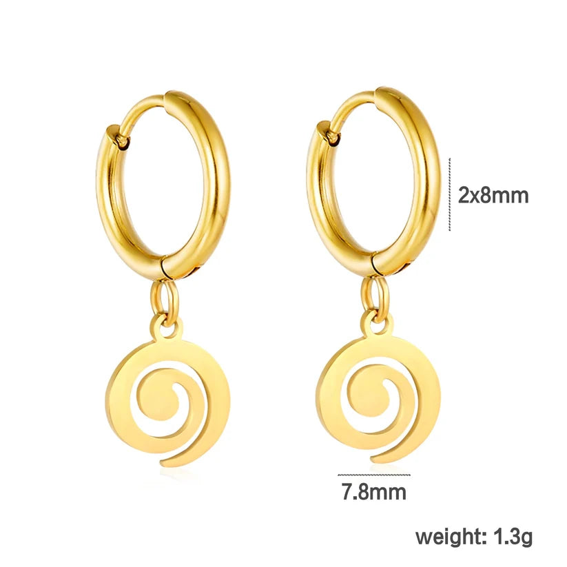 Gold-Plated Stainless Steel Spiral Hoop Earrings
