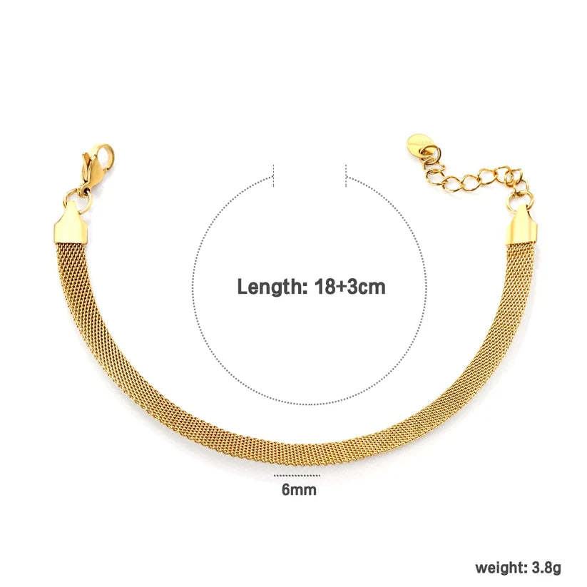 Adult Gold-Plated Steel Flat Mesh Bracelet