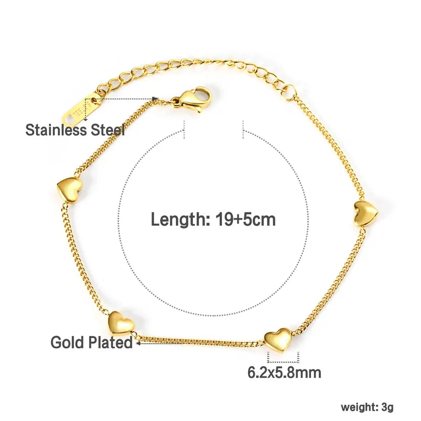 Adult 4 Heart Gold-Plated Accessory Bracelet