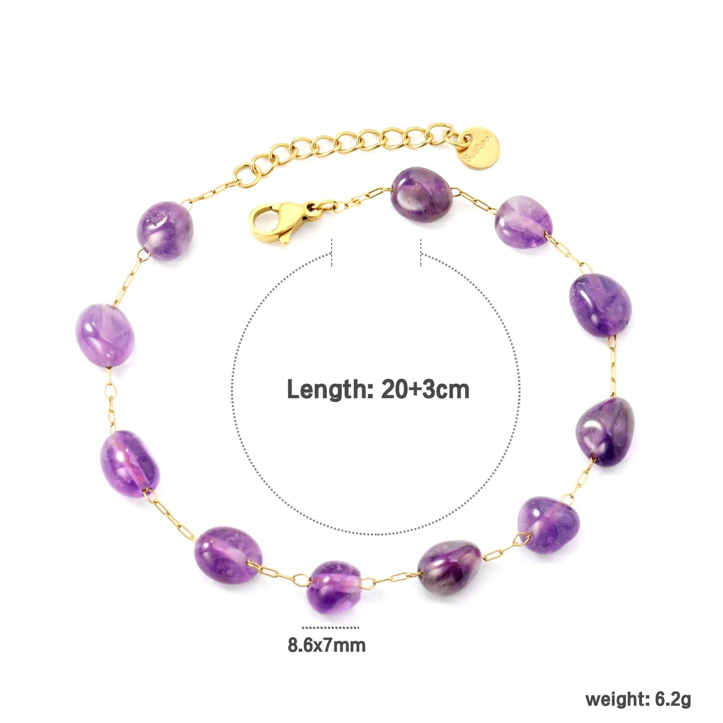 Adult Amethyst Gold-Plated Chain Bracelet