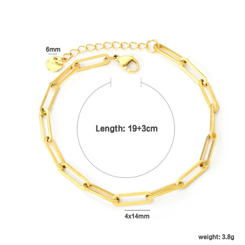 Adult Hollow Long Flat Cross Chains Gold-Plated Bracelet