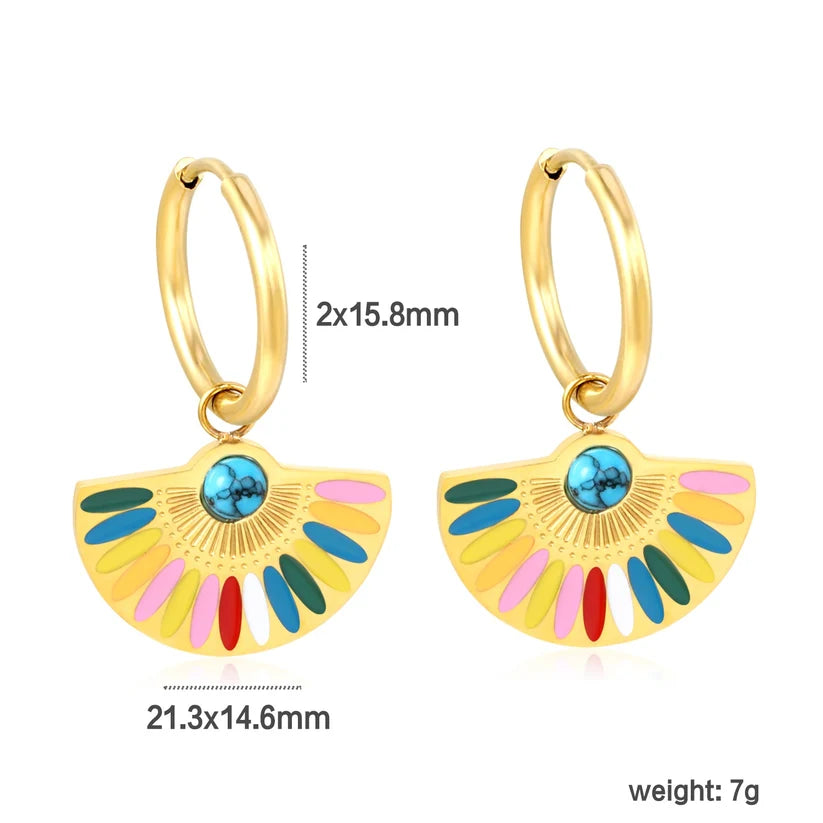 Adult Gold-Plated Scalloped Colorful Earrings