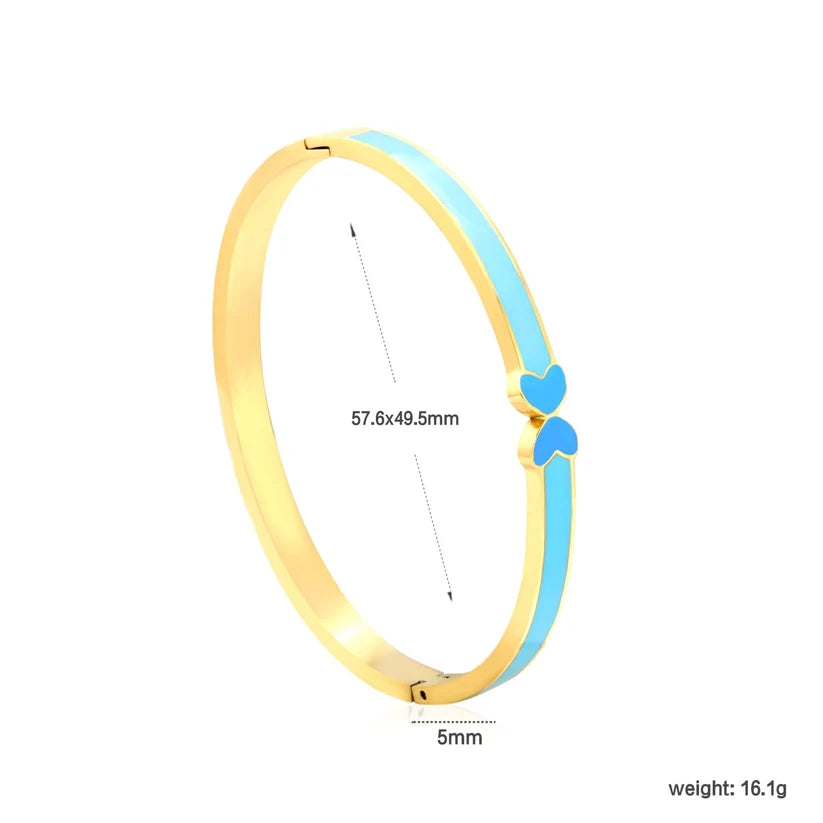 Adult Blue Drip Oil Snap Gold-Plated Bracelet
