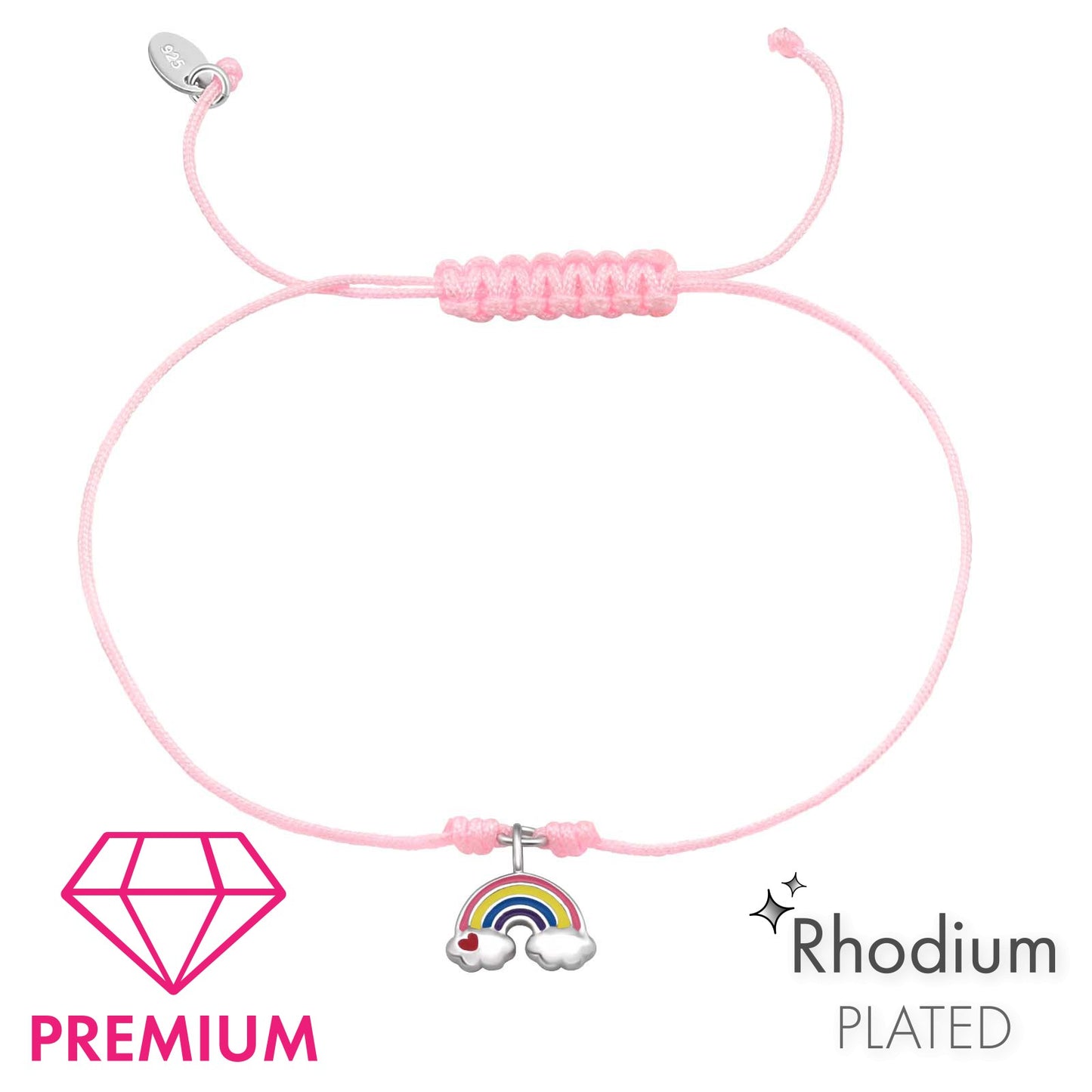 925 Sterling Silver Rainbow Corded Bracelet with Epoxy