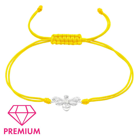 Premium Silver Bee Adjustable Corded Bracelet