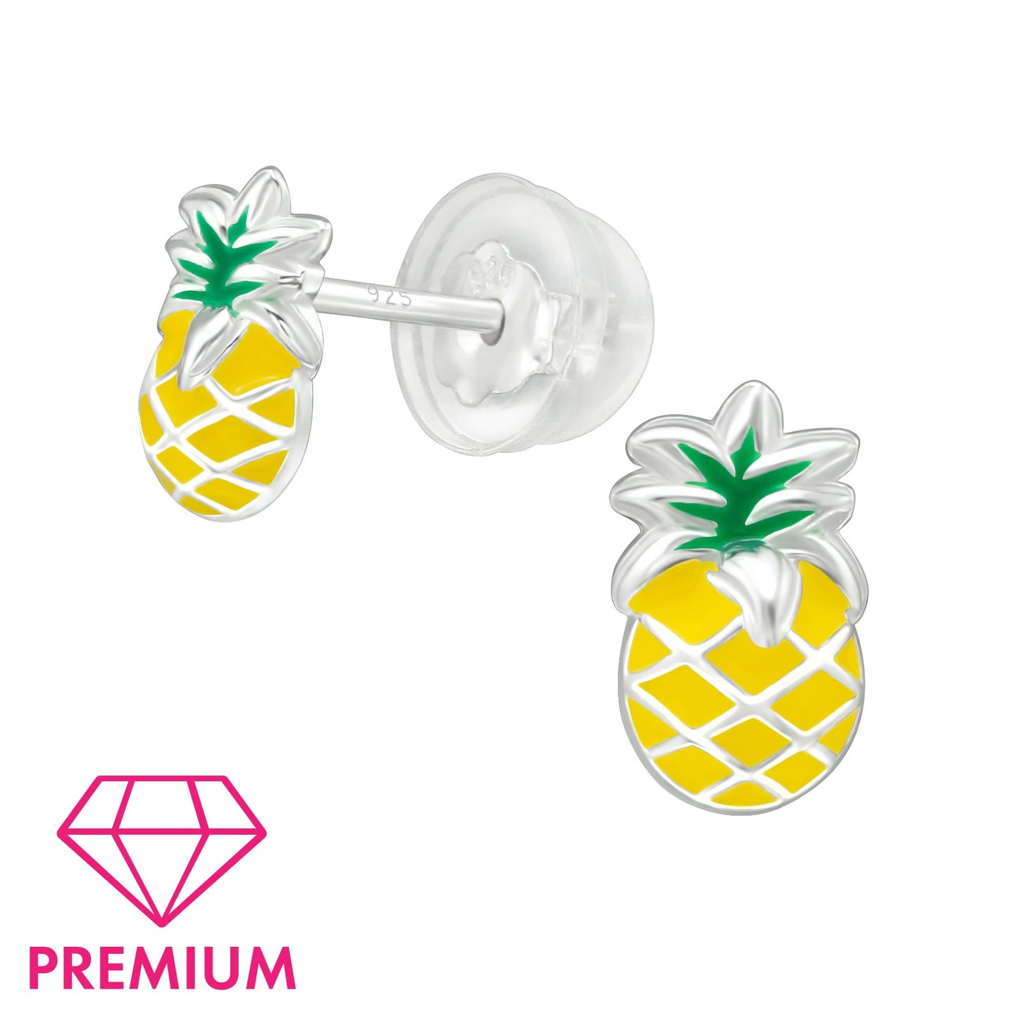 925 Sterling Silver Pineapple Premium Earrings with Epoxy