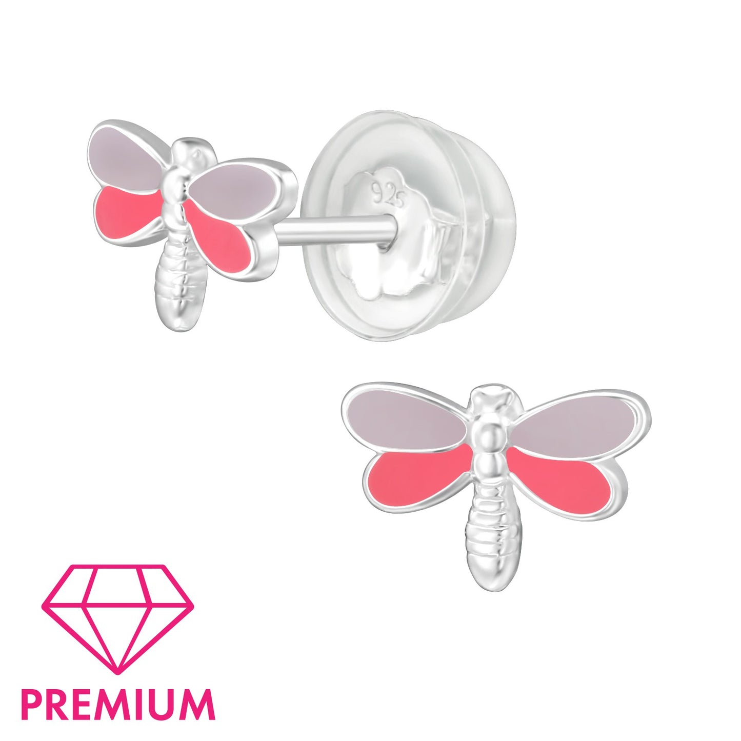 925 Sterling Silver Dragonfly Premium Earrings with Epoxy