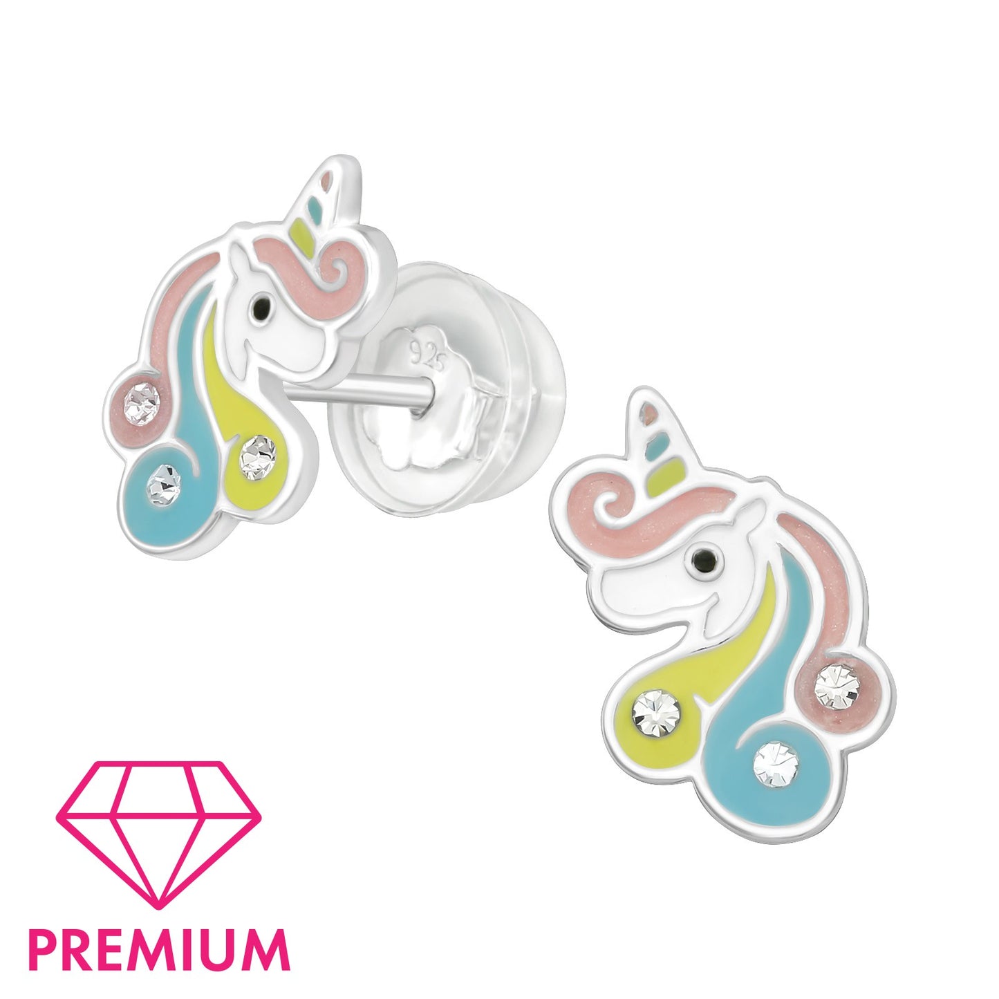 925 Sterling Silver Unicorn Premium Earrings with Epoxy