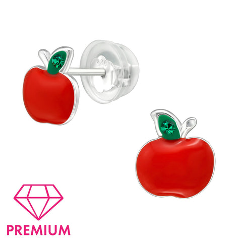 925 Sterling Silver Apple Premium Earrings with Epoxy