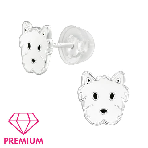 925 Sterling Silver Dog Premium Earrings with Epoxy