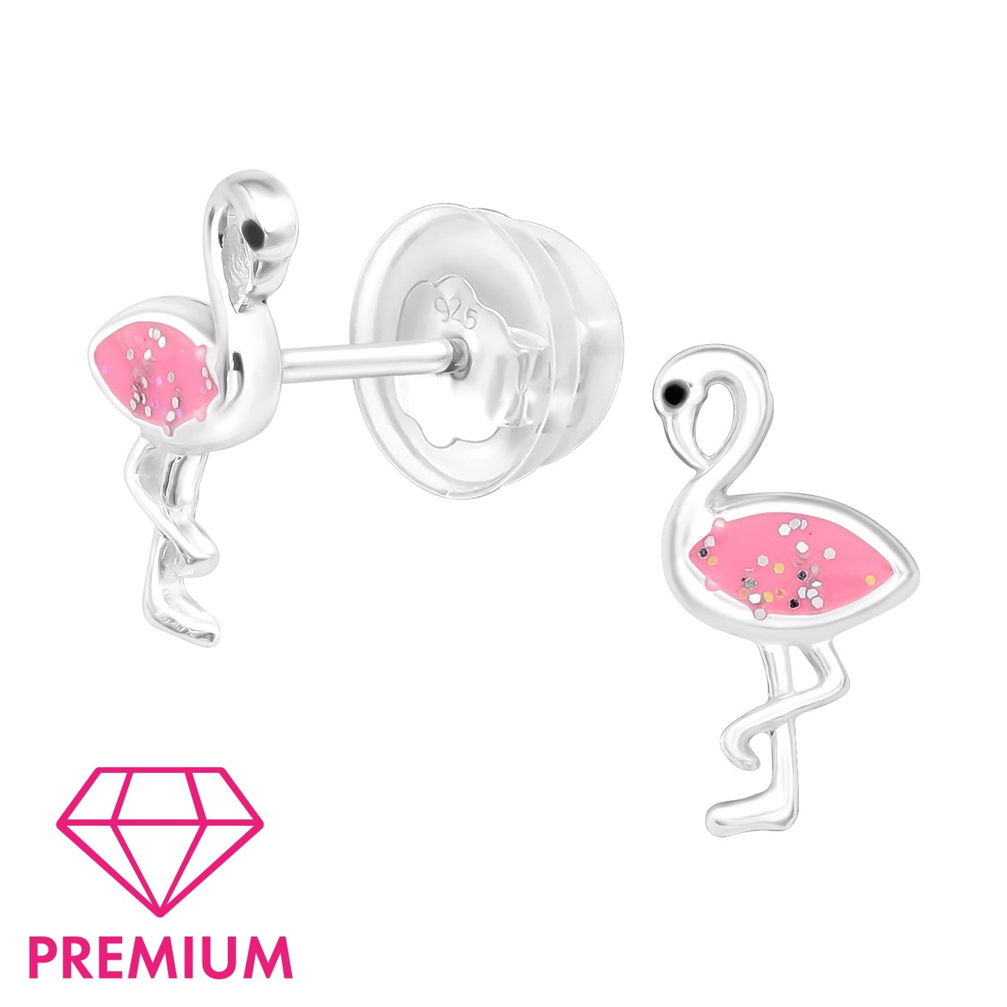 925 Sterling Silver Flamingo Premium Earrings with Epoxy
