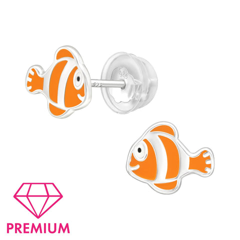 925 Sterling Silver Fish Premium Earrings with Epoxy