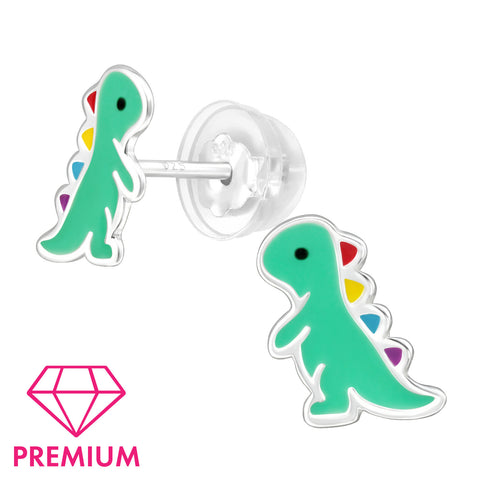 925 Sterling Silver Dinosaur Premium Earrings with Epoxy