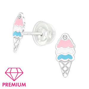 925 Sterling Silver Ice Cream Premium Earrings with Crystal and Epoxy