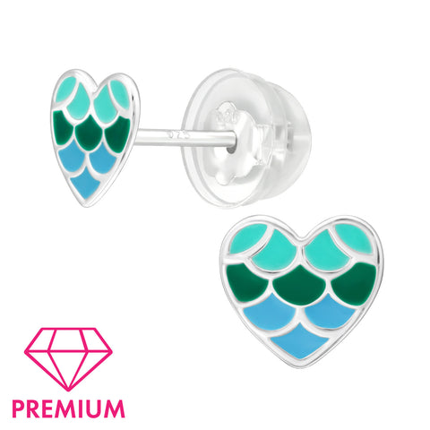 925 Sterling Silver Heart Premium Earrings with Epoxy