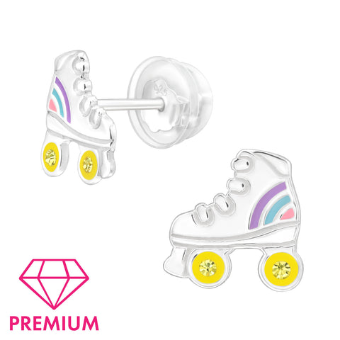 925 Sterling Silver Roller Skate Premium Earrings with Epoxy