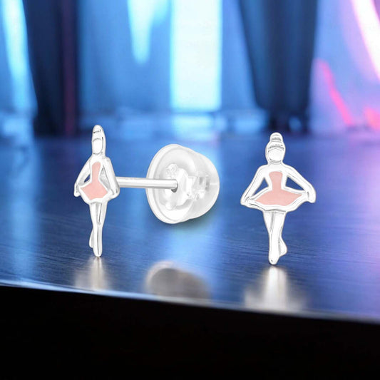 925 Sterling Silver Ballerina Premium Earrings with Epoxy