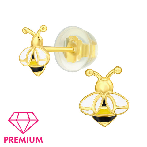 925 Sterling Silver Bee Premium Earrings with Epoxy