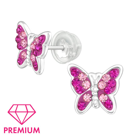925 Sterling Silver Butterfly Premium Earrings with Crystal