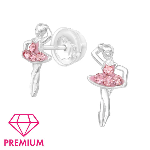 925 Sterling Silver Ballerina Premium Earrings with Epoxy