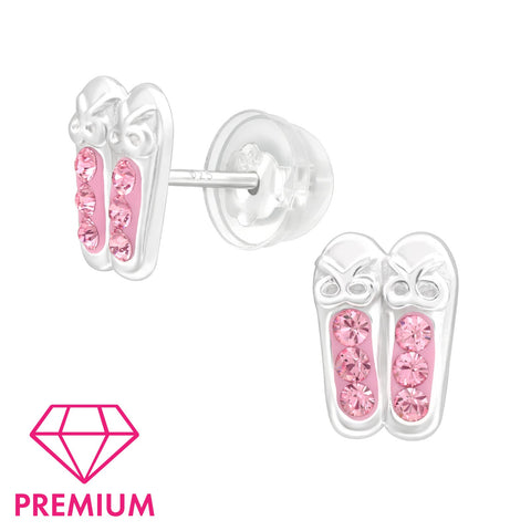 925 Sterling Silver Ballerina Shoes Premium Earrings with Epoxy