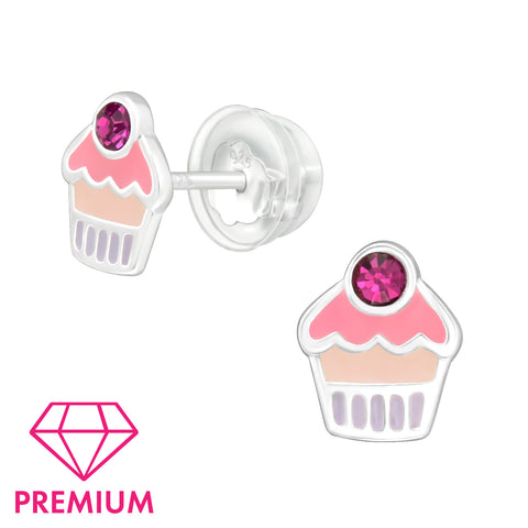 925 Sterling Silver Cupcake Premium Earrings with Epoxy