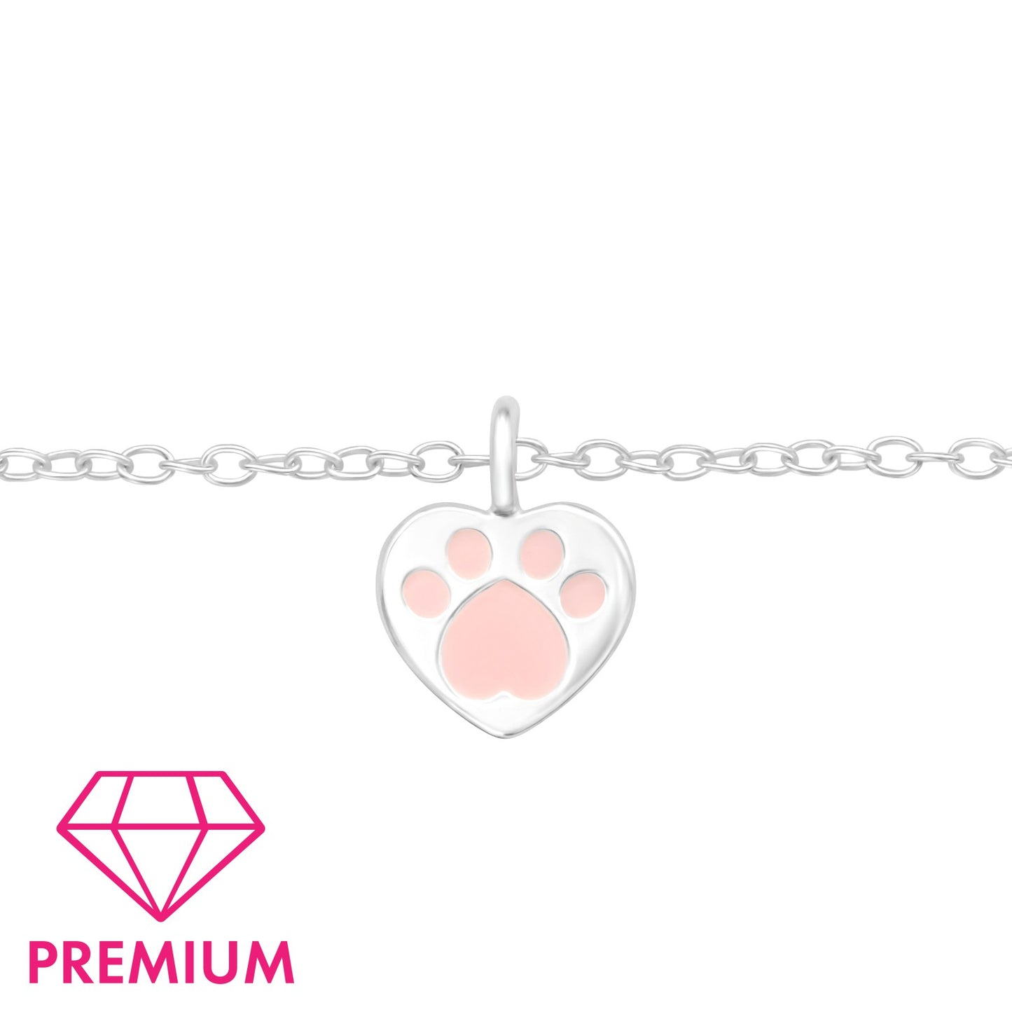 925 Sterling Silver Paw Print Kids Bracelet with Epoxy