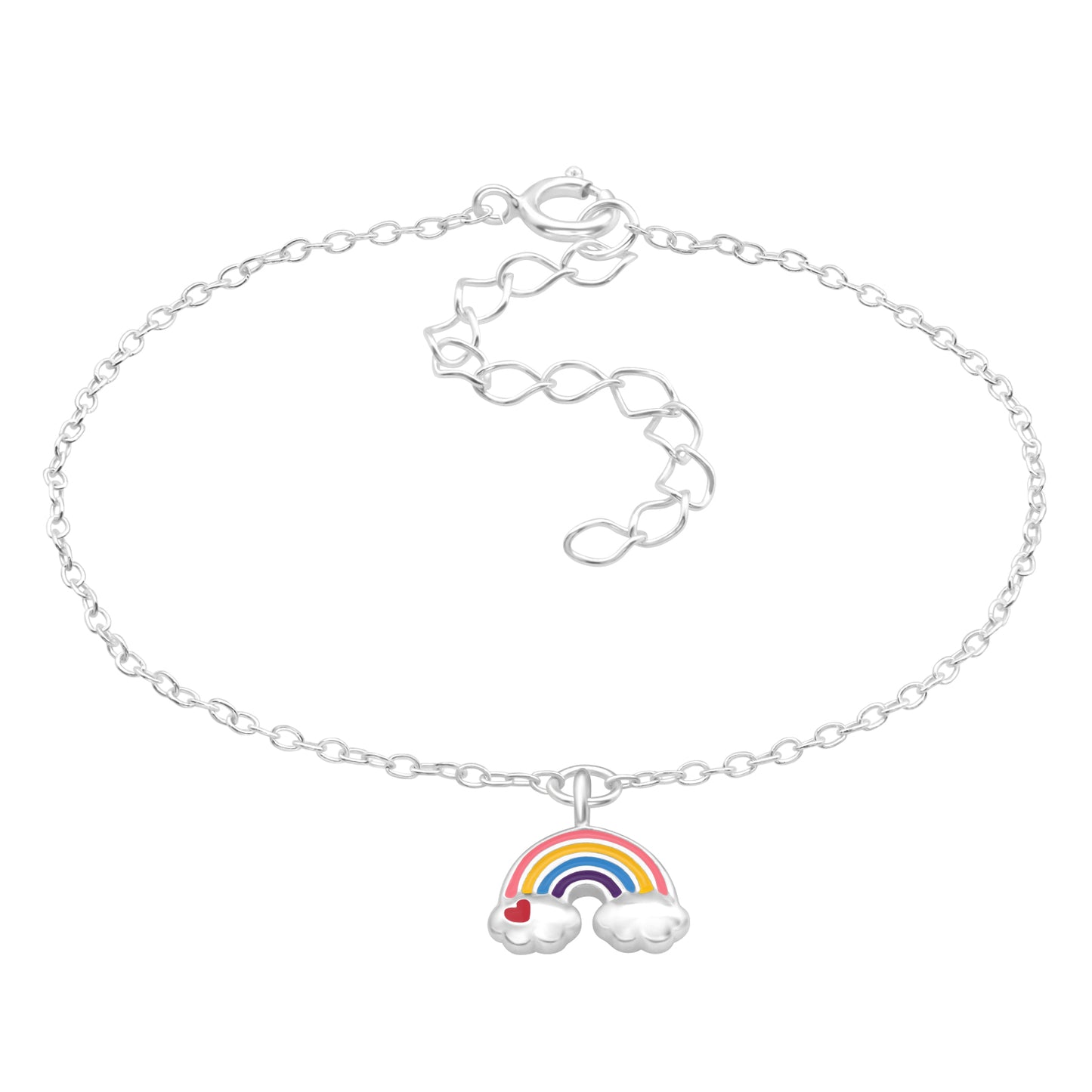 925 Sterling Silver Rainbow Kids Bracelet with Epoxy