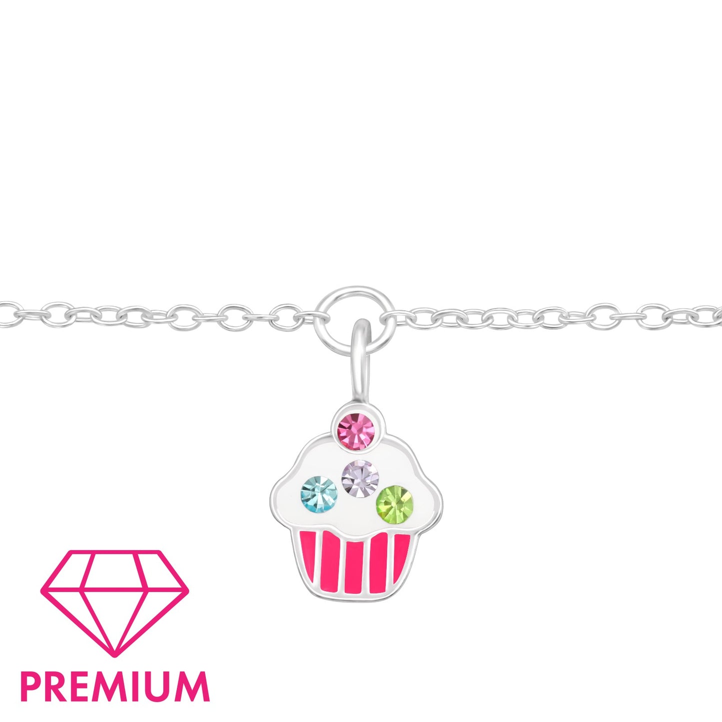 925 Sterling Silver Cupcake Kids Bracelet