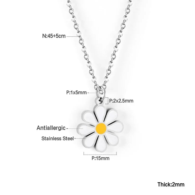 Stainless Steel Cute Flower Necklace