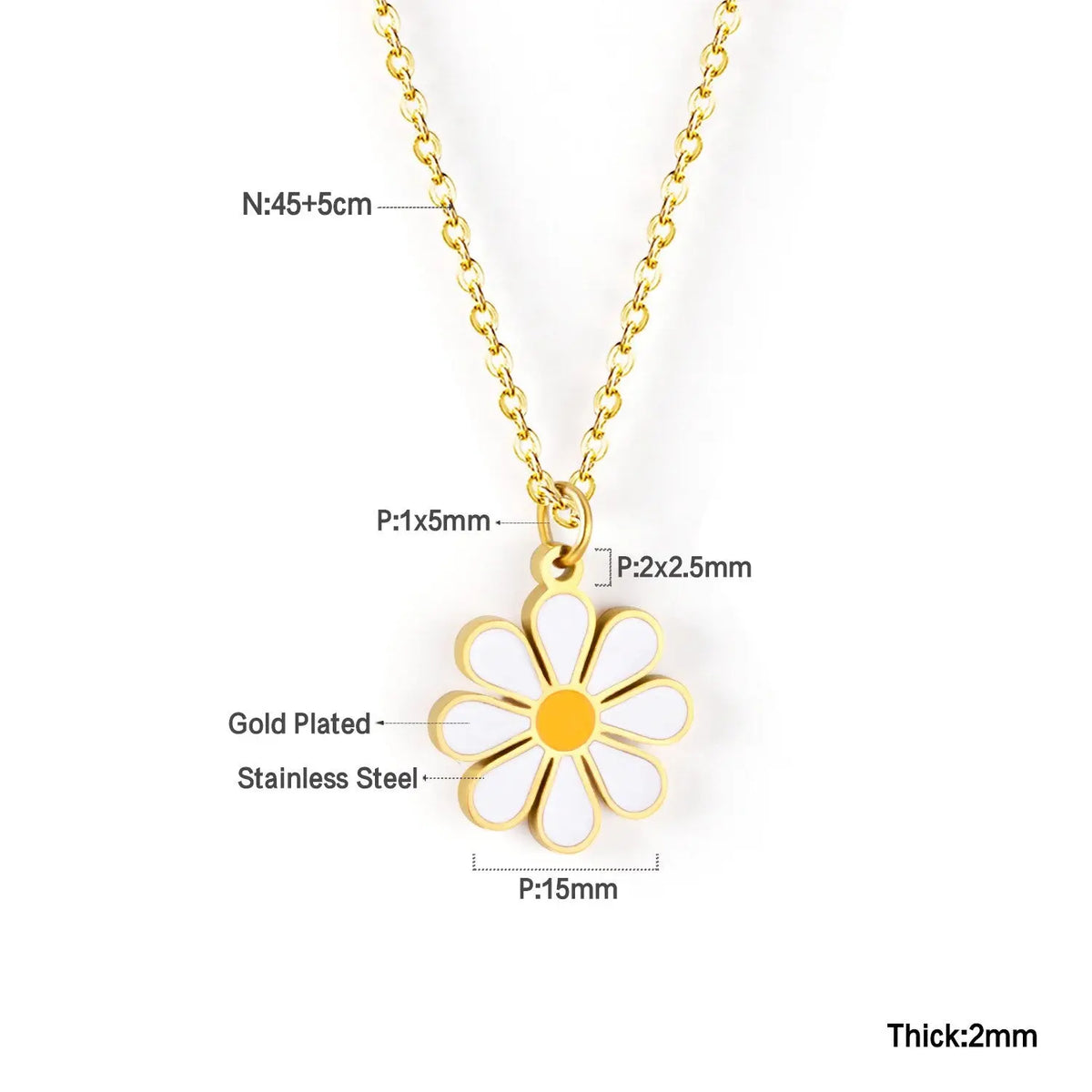 Gold-Plated Stainless Steel Cute Flower Necklace