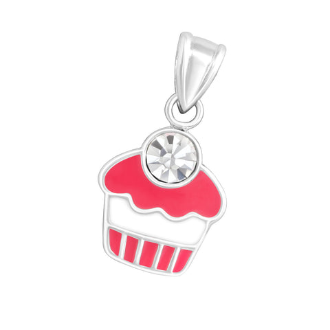 925 Sterling Silver Cupcake with Epoxy Pendant