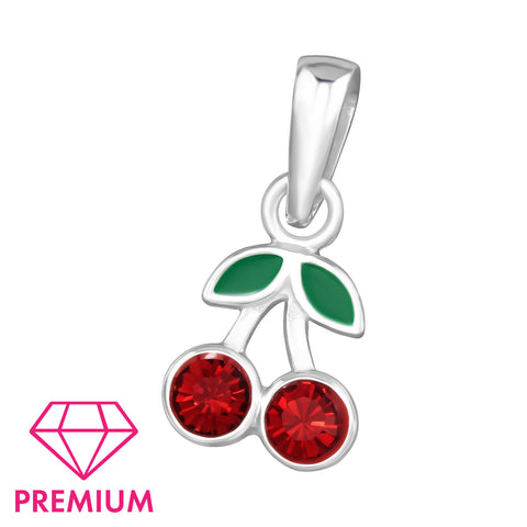 925 Sterling Silver Cherry with Epoxy Pendant
