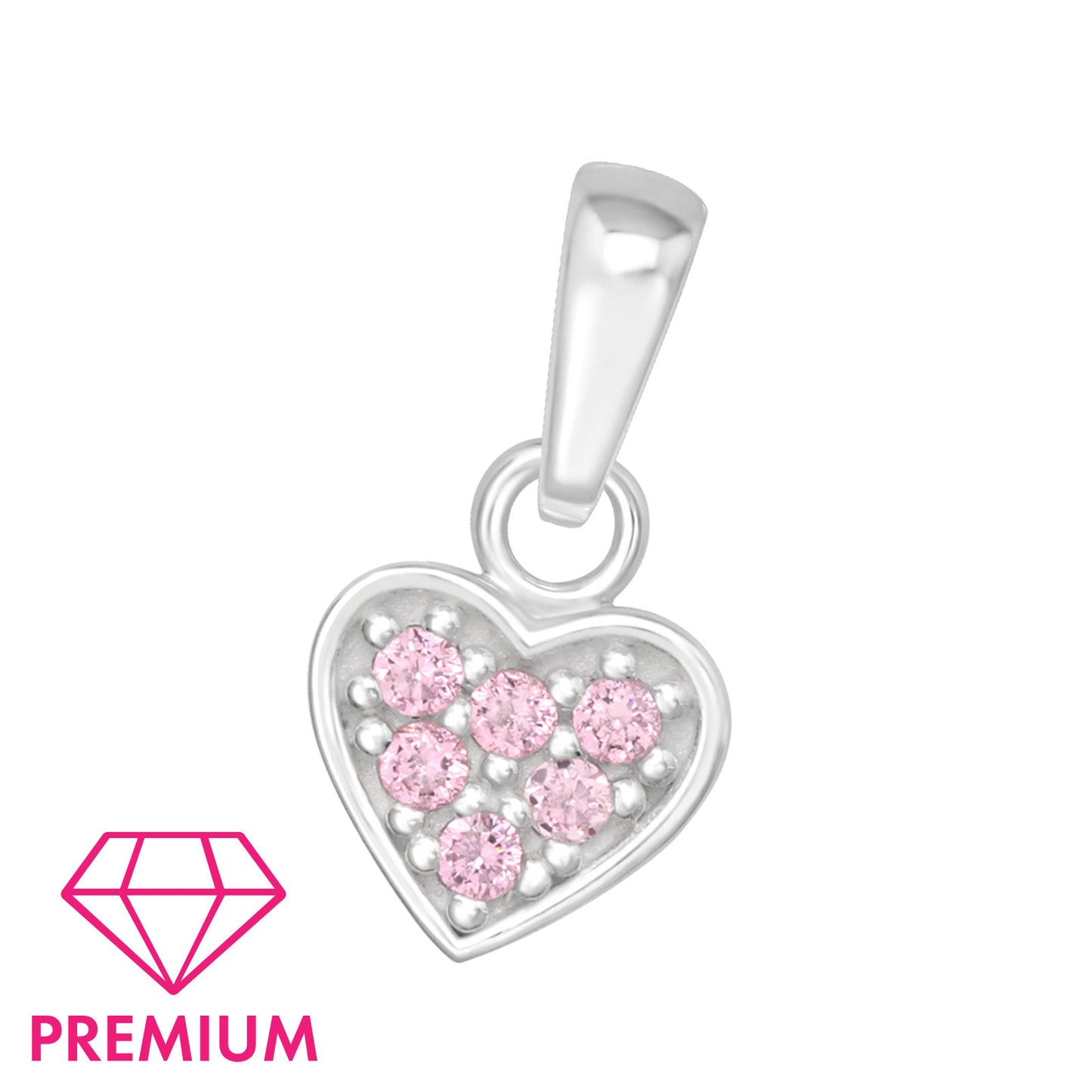 925 Sterling Silver Heart kids Pendant with Cubic Zirconia