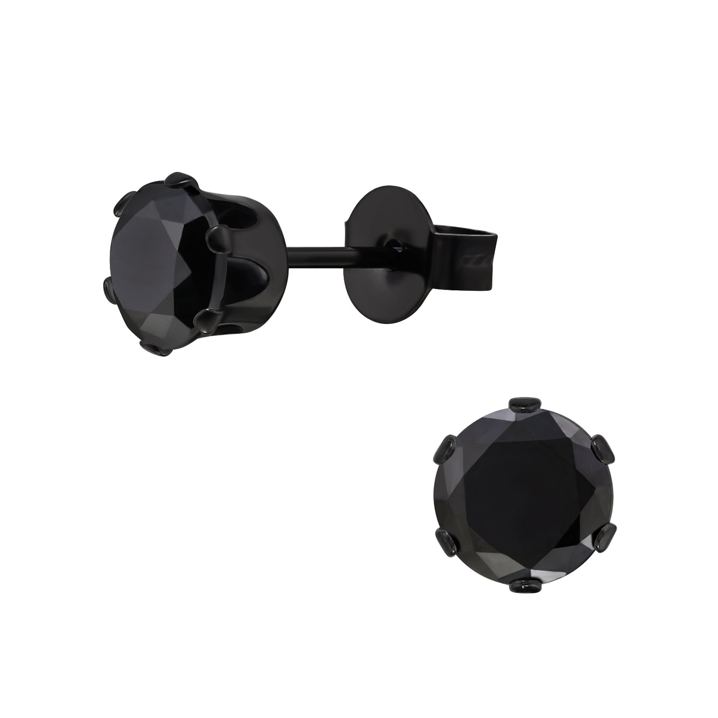 Adult Round Stainless Steel Ear Studs with Cubic Zirconia
