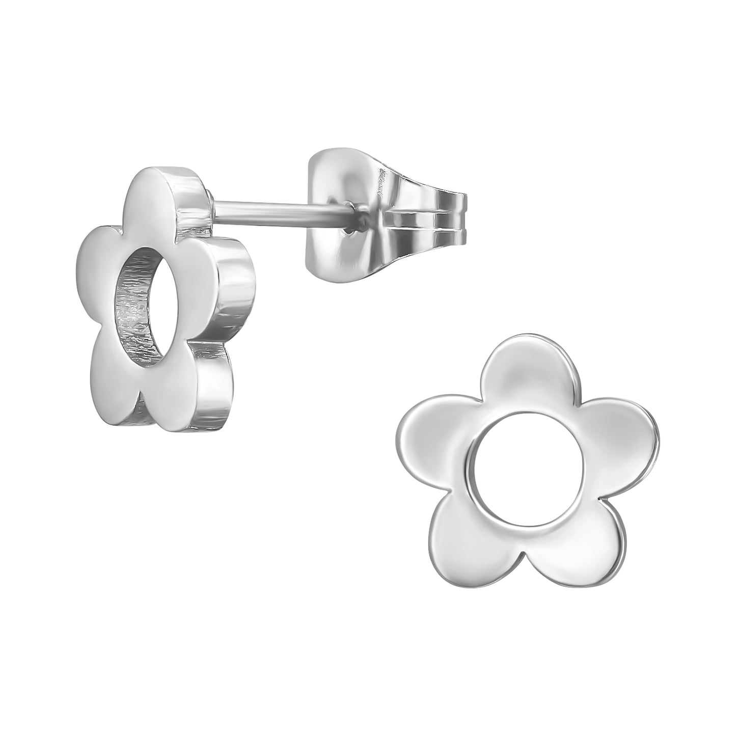 High Polish Surgical Steel Flower Ear Stud