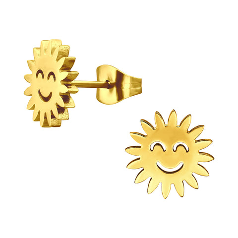 Gold Plated Surgical Steel Smiley Sun Ear Stud