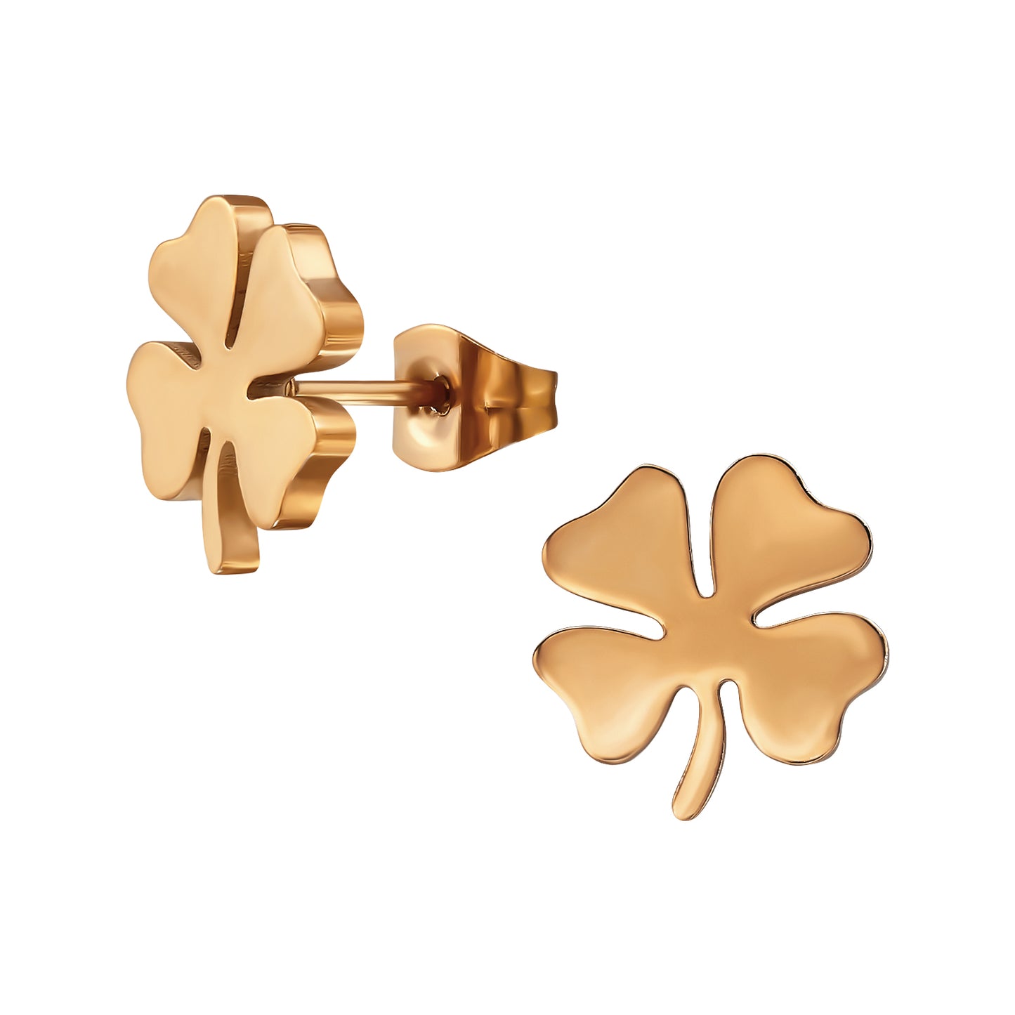 Adult Rose Gold Plated Surgical Steel Clover Ear Studs