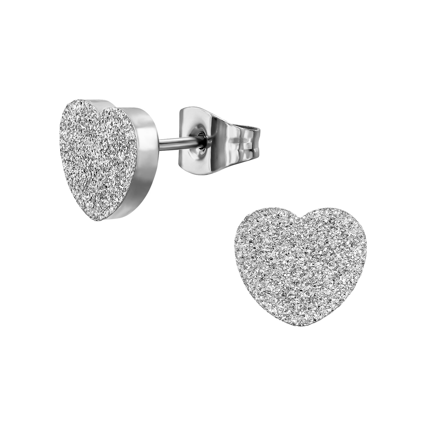 Textured Heart Surgical Steel Ear Studs