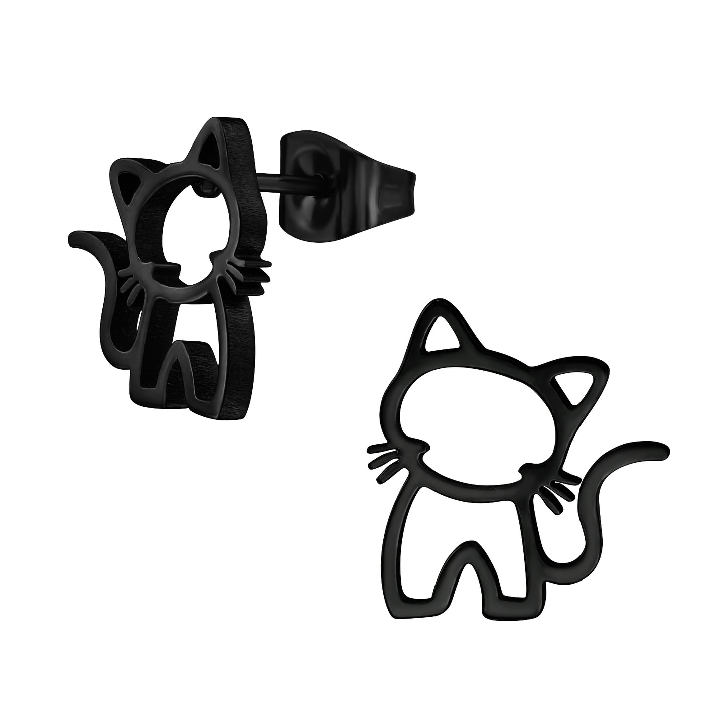 Black Surgical Steel Cat Ear Studs