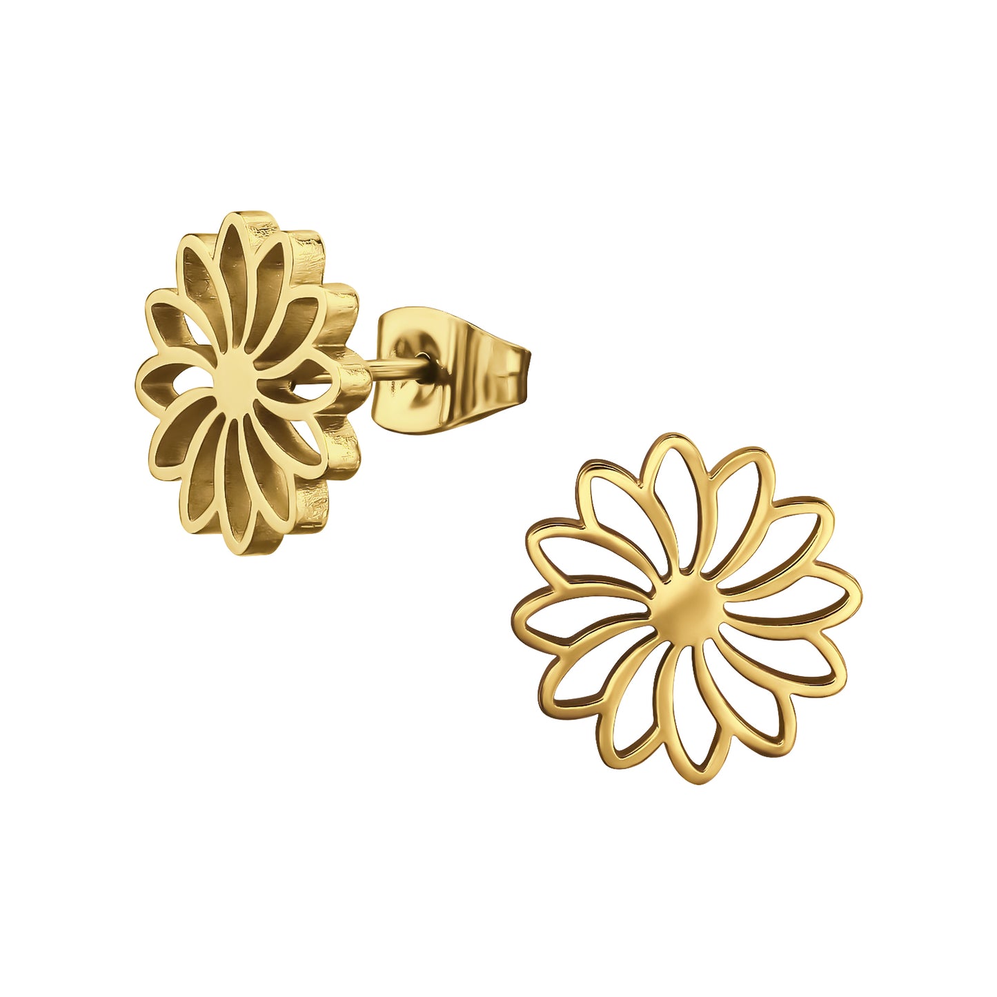 Adult Gold Plated Surgical Steel Flower Ear Studs