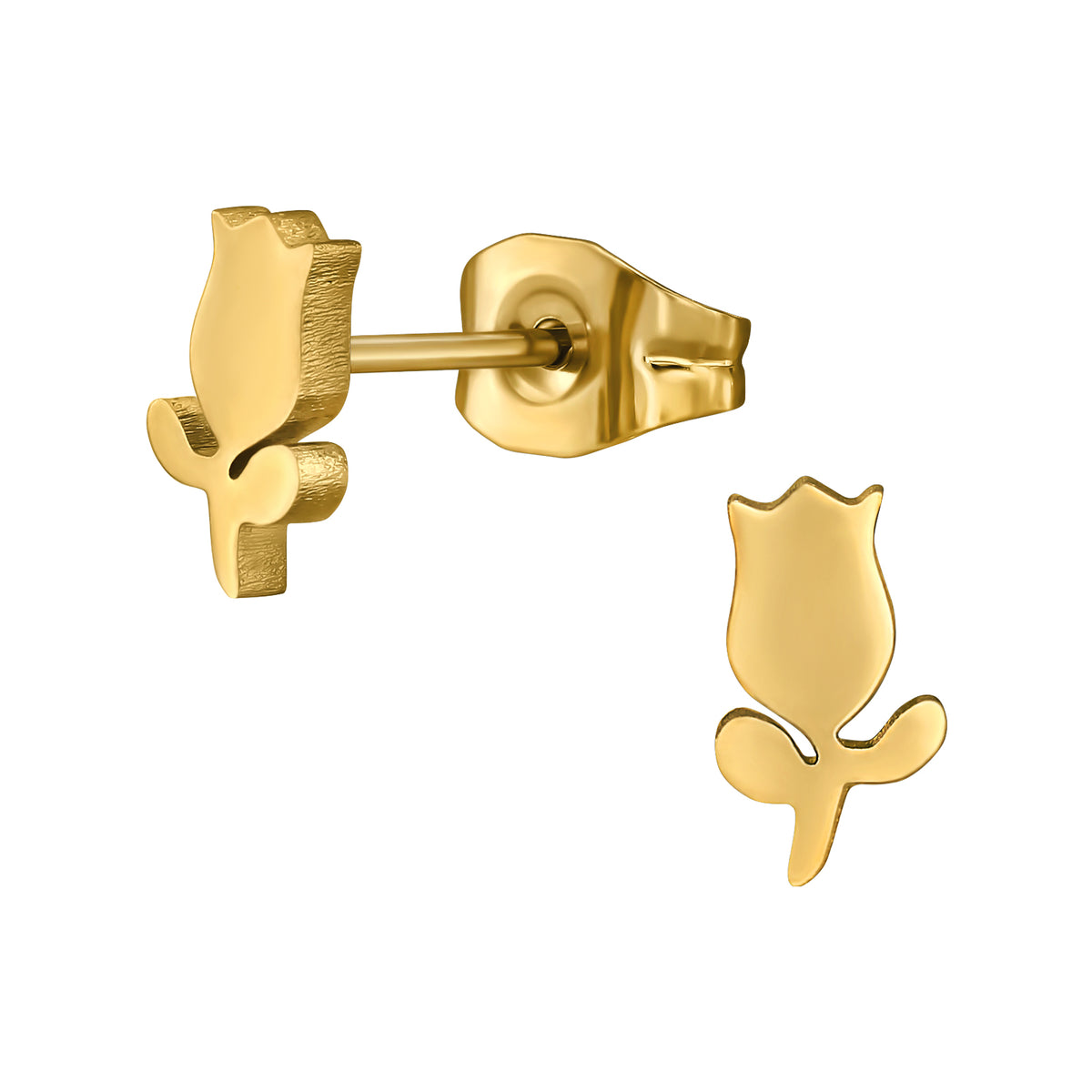 Gold Plated Surgical Steel Tulip Flower Ear Studs