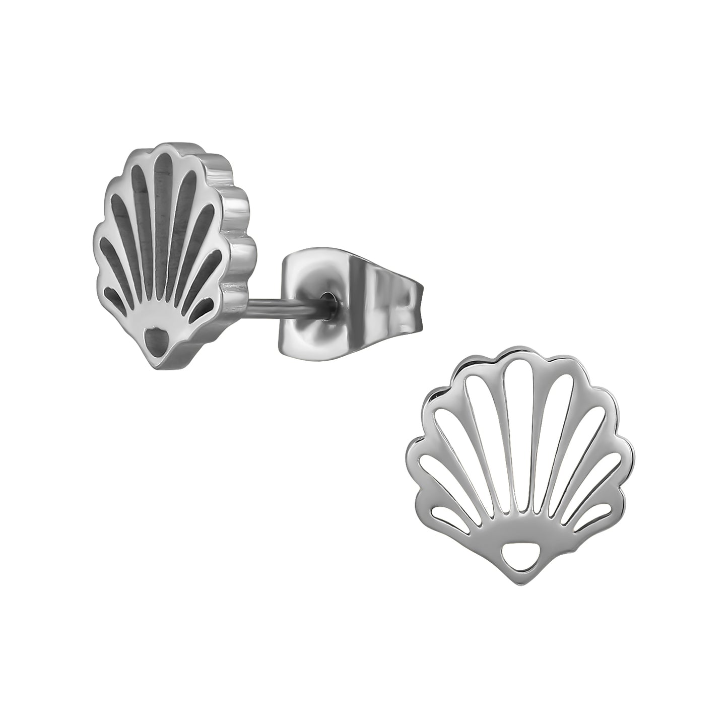 High Polish Surgical Steel Shell Ear Studs