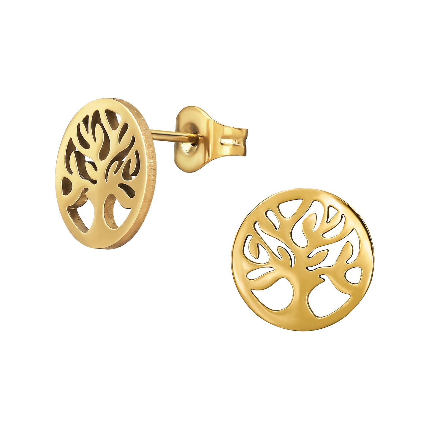 Gold Plated Surgical Steel Tree Of Life Ear Studs