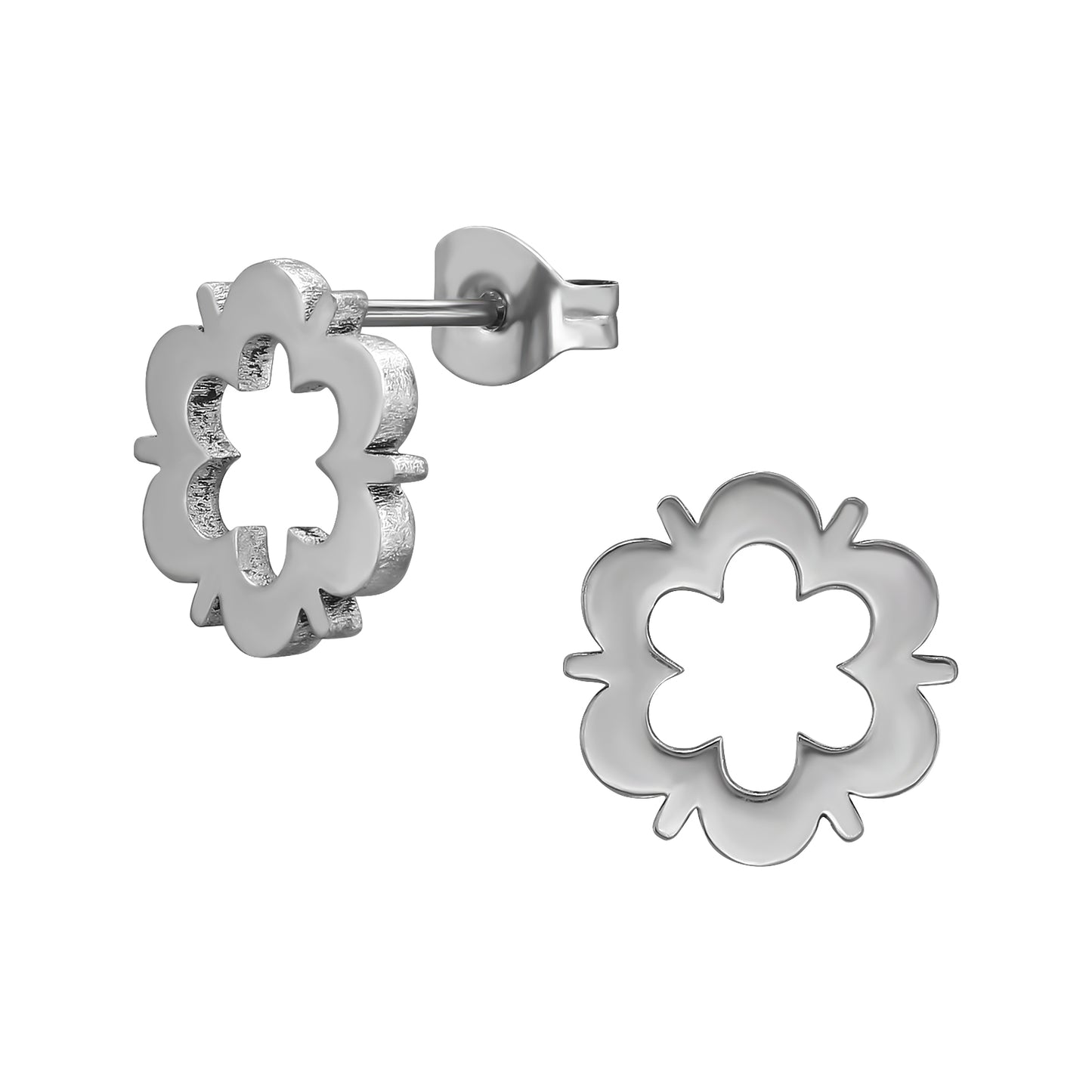Adult Surgical Steel Open Flower Ear Studs