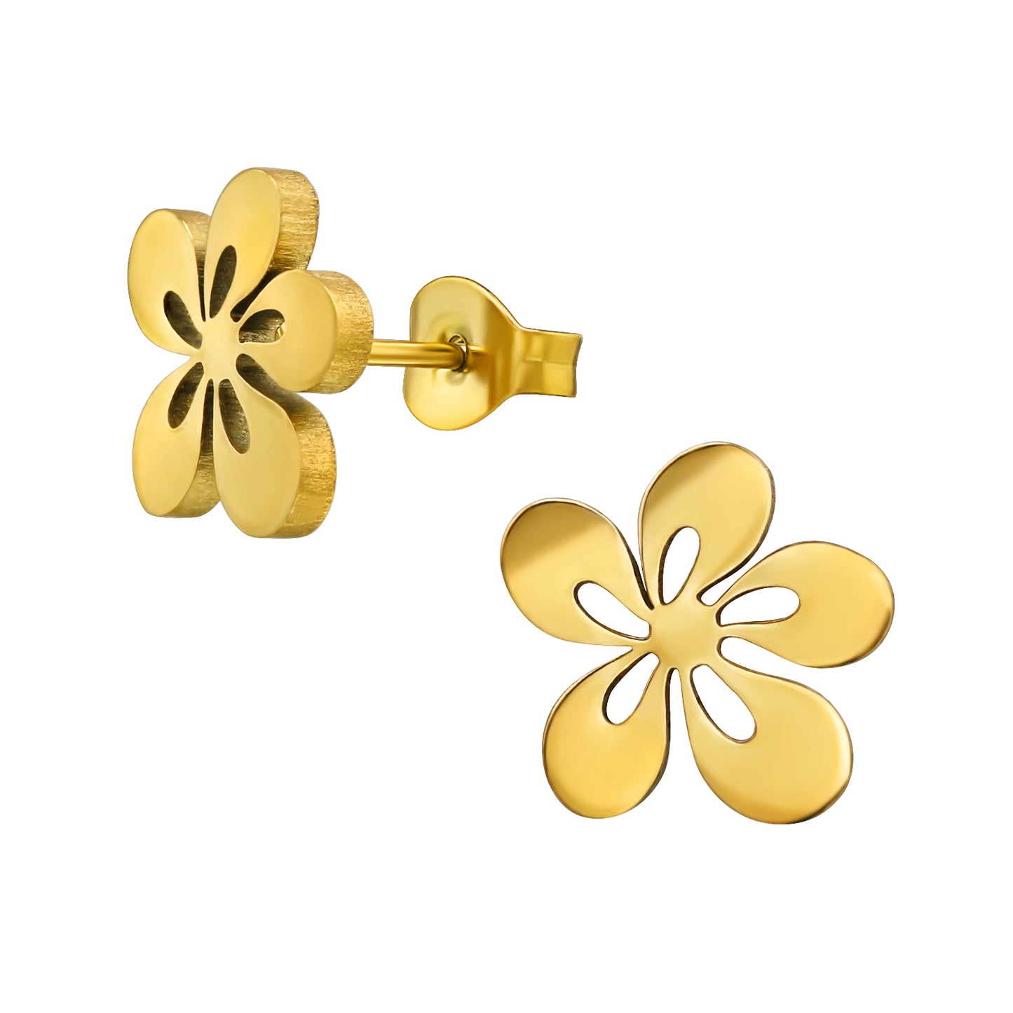 Adult Gold Plated Surgical Steel Plumeria Frangipani Ear Studs