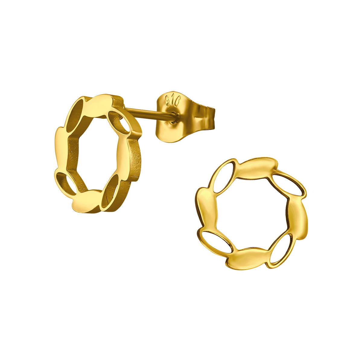 Gold Plated Surgical Steel Marquise Wreath Ear Studs