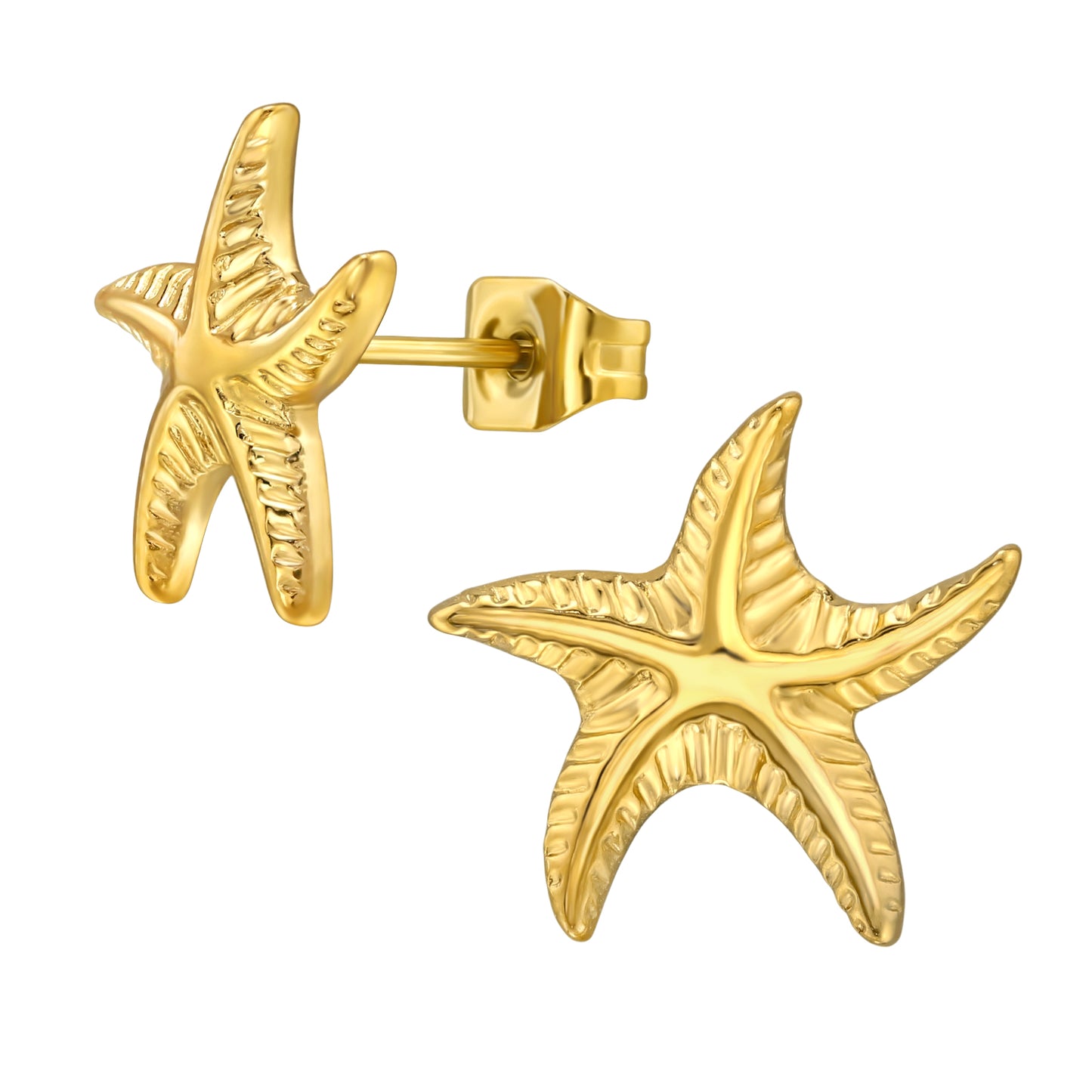 Gold Plated Adult Starfish Stainless Steel Ear Studs