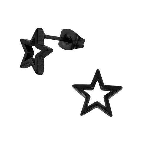 Black Surgical Steel Star Ear Studs