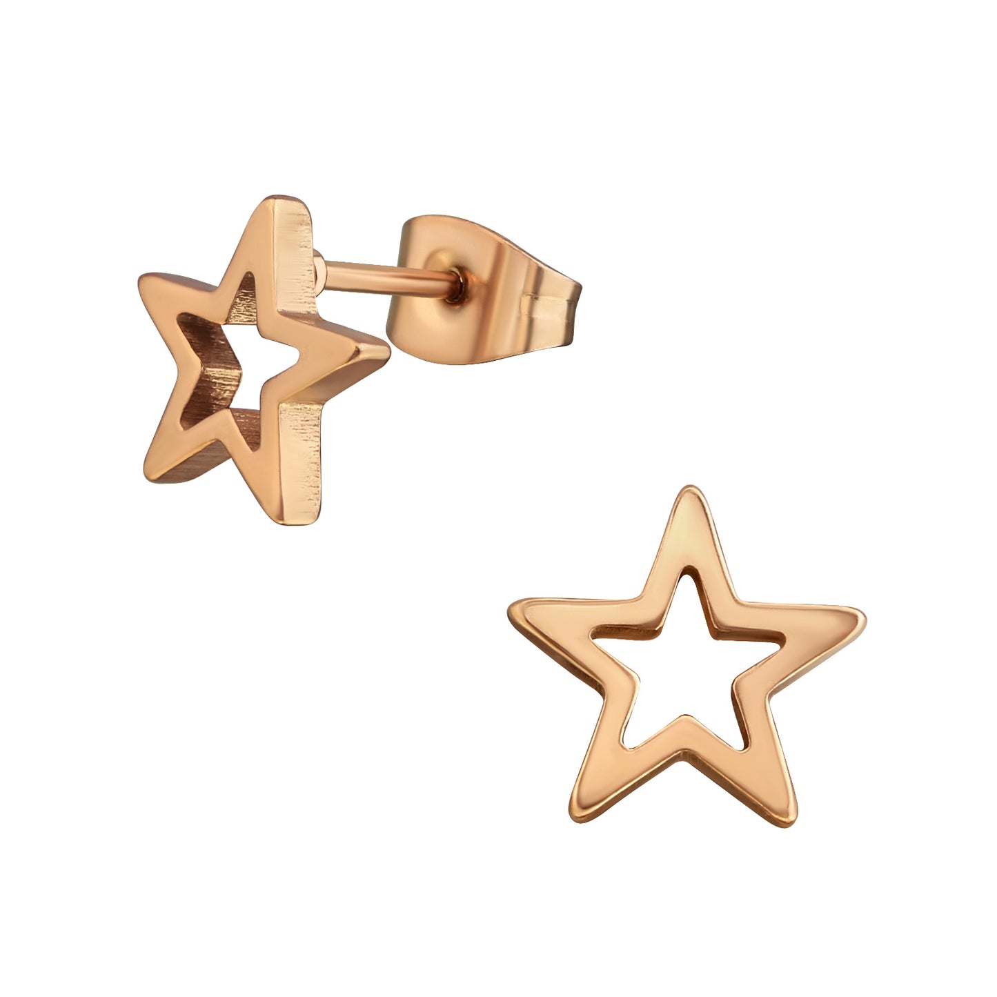 Rose Gold Surgical Steel Star Ear Studs